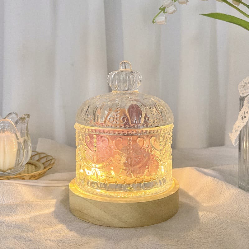 Lampe d'aromathérapie en cristal avec diffuseur en pierre sculptée Olivenorma