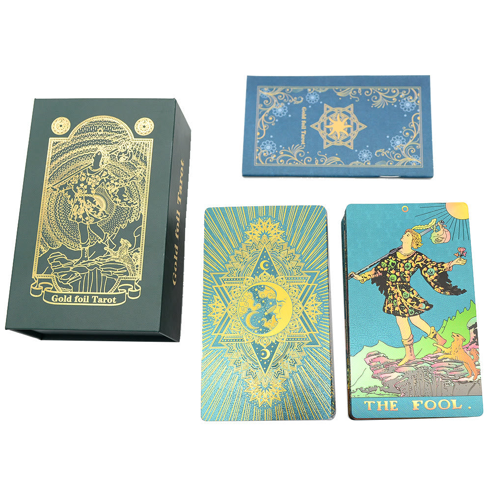 Cartes de tarot Olivenorma Green Blue Moon en feuille d'or