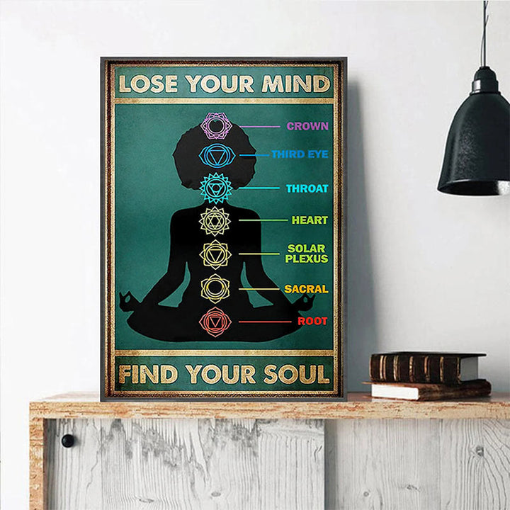 Affiche décorative Olivenorma Chakra Yoga « PERDEZ VOTRE ESPRIT, TROUVEZ VOTRE ÂME »