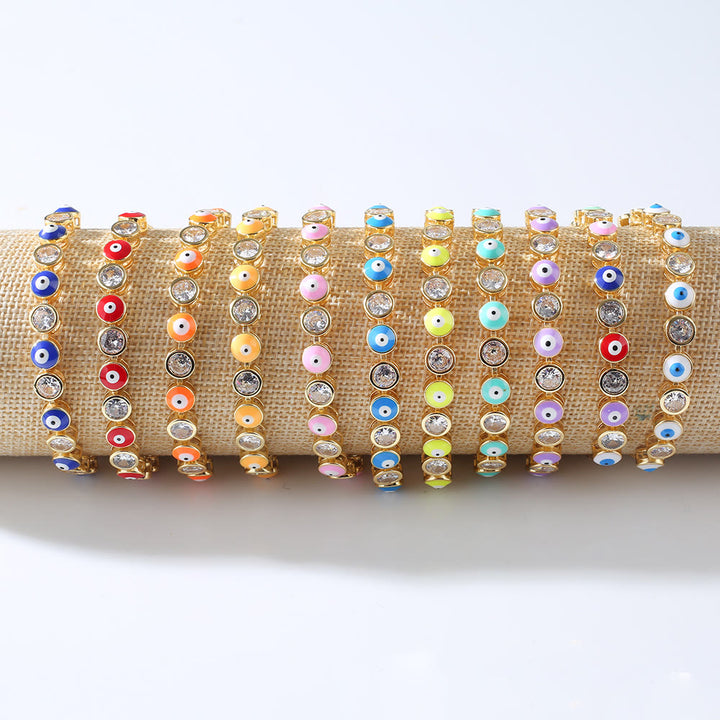 Bracelet ajustable Olivenorma en zircon blanc contre le mauvais œil