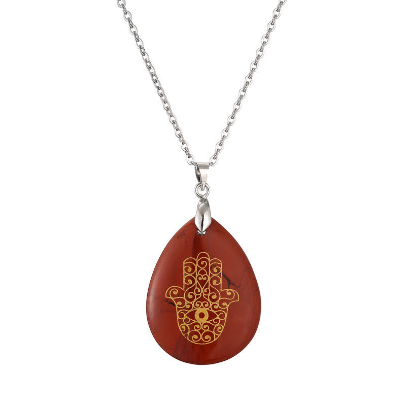 Collier pendentif Hamsa en cristal naturel en forme de goutte Olivenorma