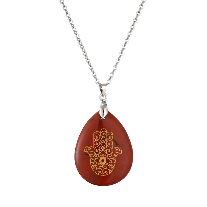 Collier pendentif Hamsa en cristal naturel en forme de goutte Olivenorma
