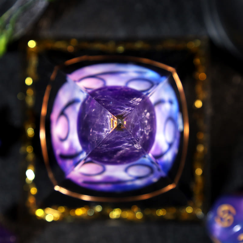 Boule d'améthyste Olivenorma Gravier d'obsidienne Zodiac Cancer Orgone Pyramide