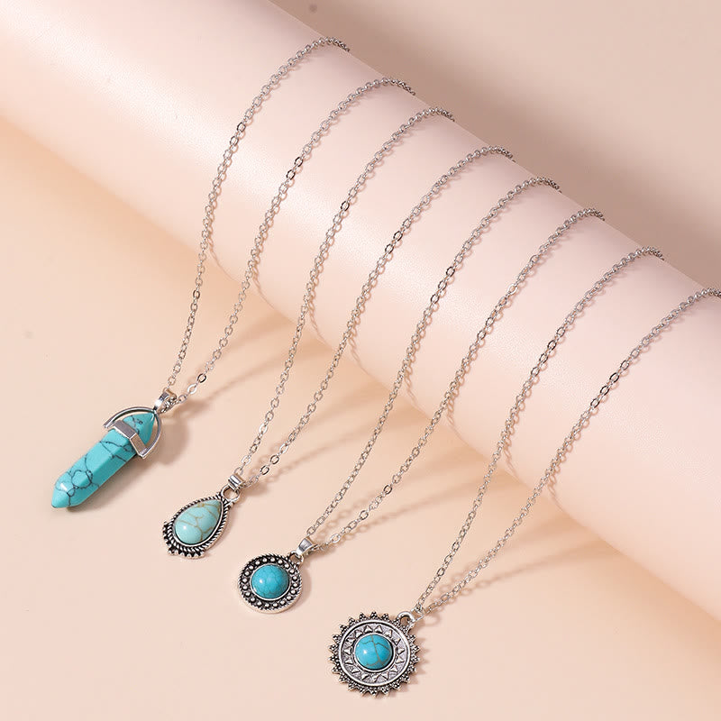Ensemble de boucles d'oreilles et collier multicouches en turquoise Olivenorma