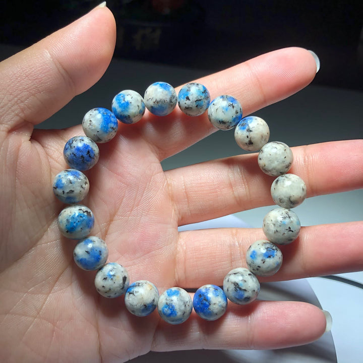 Bracelet en pierre énergétique en perles d'azurite naturelle de 11 mm Olivenorma