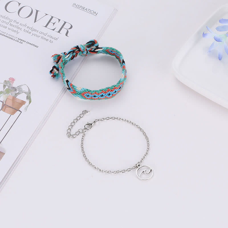 Bracelet de cheville avec pendentif OM en corde de coton tissée à la main Olivenorma