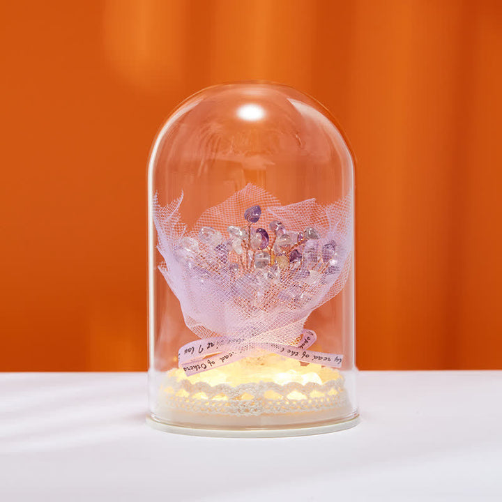 Décoration d'arbre Feng Shui avec couvercle en verre cristal naturel Olivenorma