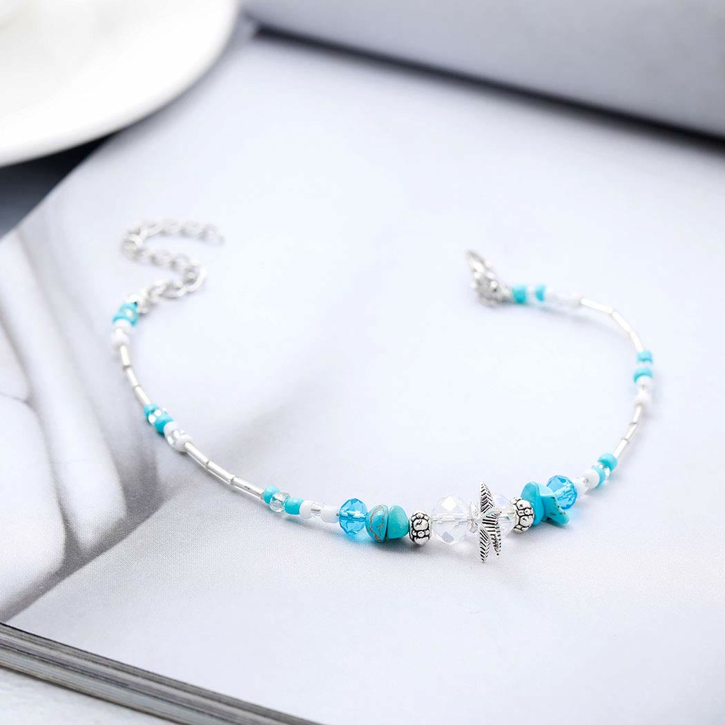 Bracelet de cheville à breloques en forme d'étoile de mer turquoise Olivenorma