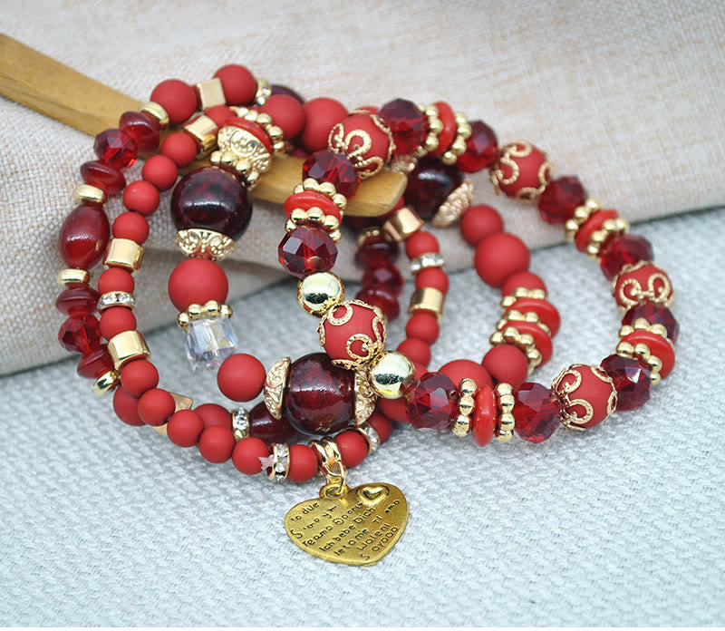 Ensemble de bracelets en cristaux sculptés en forme de cœur créatifs Olivenorma