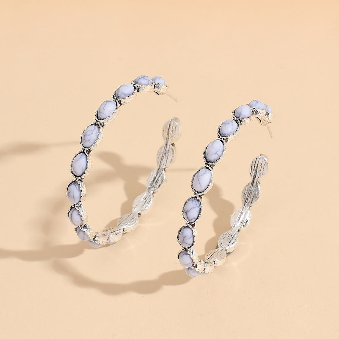 Boucles d'oreilles créoles Olivenorma en turquoise naturelle C