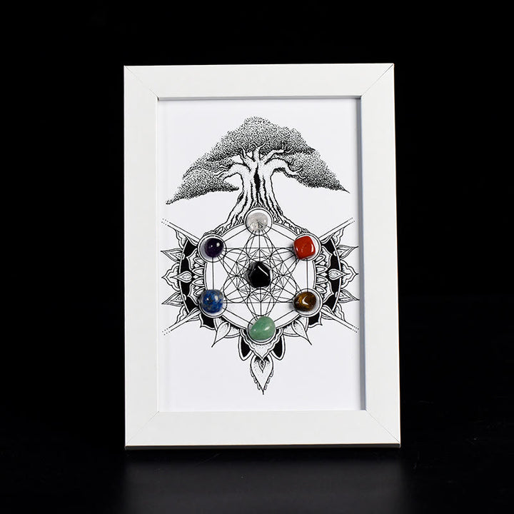 Cadre photo décoratif avec motif arbre de vie et chakra Olivenorma