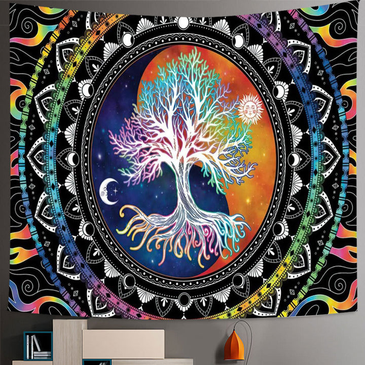 Tapisserie Boho Mandala Arbre de Vie des Sept Chakras Olivenorma