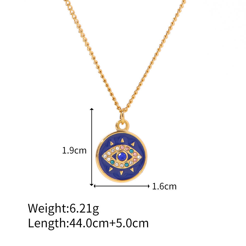 Collier pendentif mauvais œil en zircon blanc Olivenorma