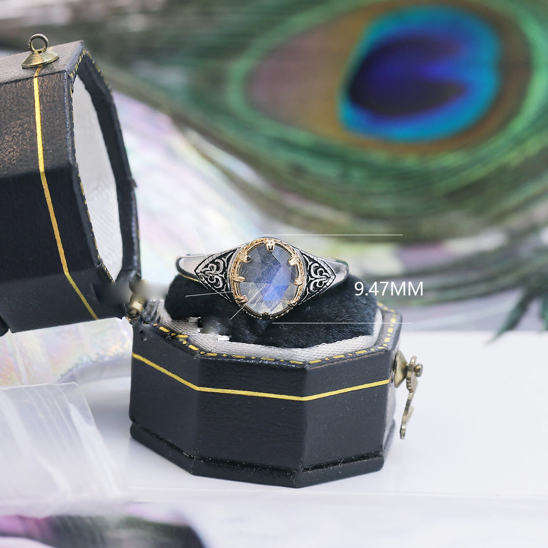 Bague en argent sterling 925 avec labradorite naturelle Olivenorma