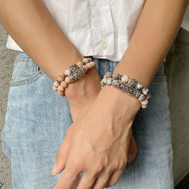 Bracelet de perles en cristal naturel hibou Olivenorma
