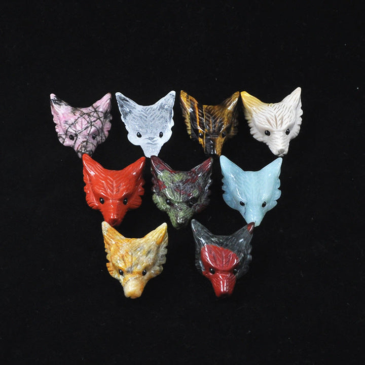 Tête de loup sculptée en cristal naturel Olivenorma, accessoire de décoration en pierres précieuses - image 40