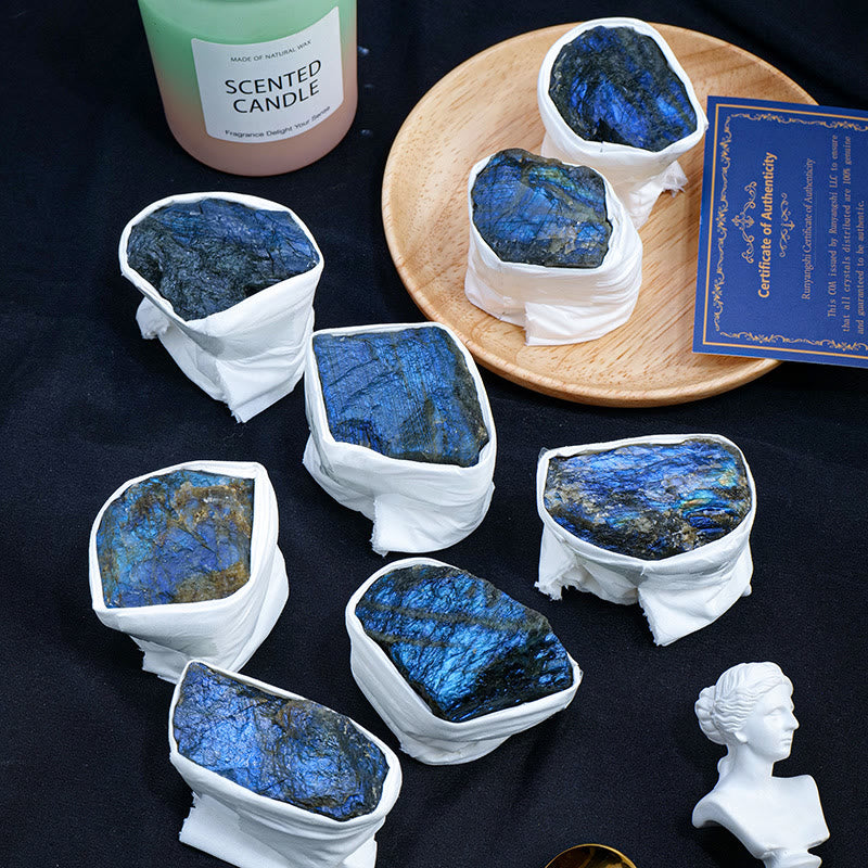 Ensemble de cristaux bruts de labradorite Olivenorma en pierre naturelle