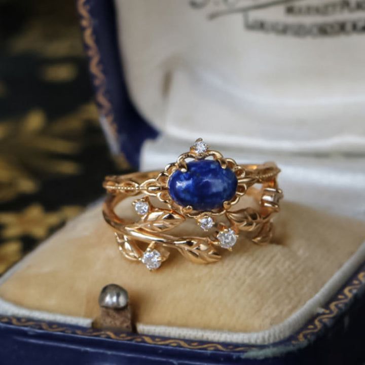 Olivenorma « Toutes les pensées sont des étoiles » – Bague rétro en lapis-lazuli