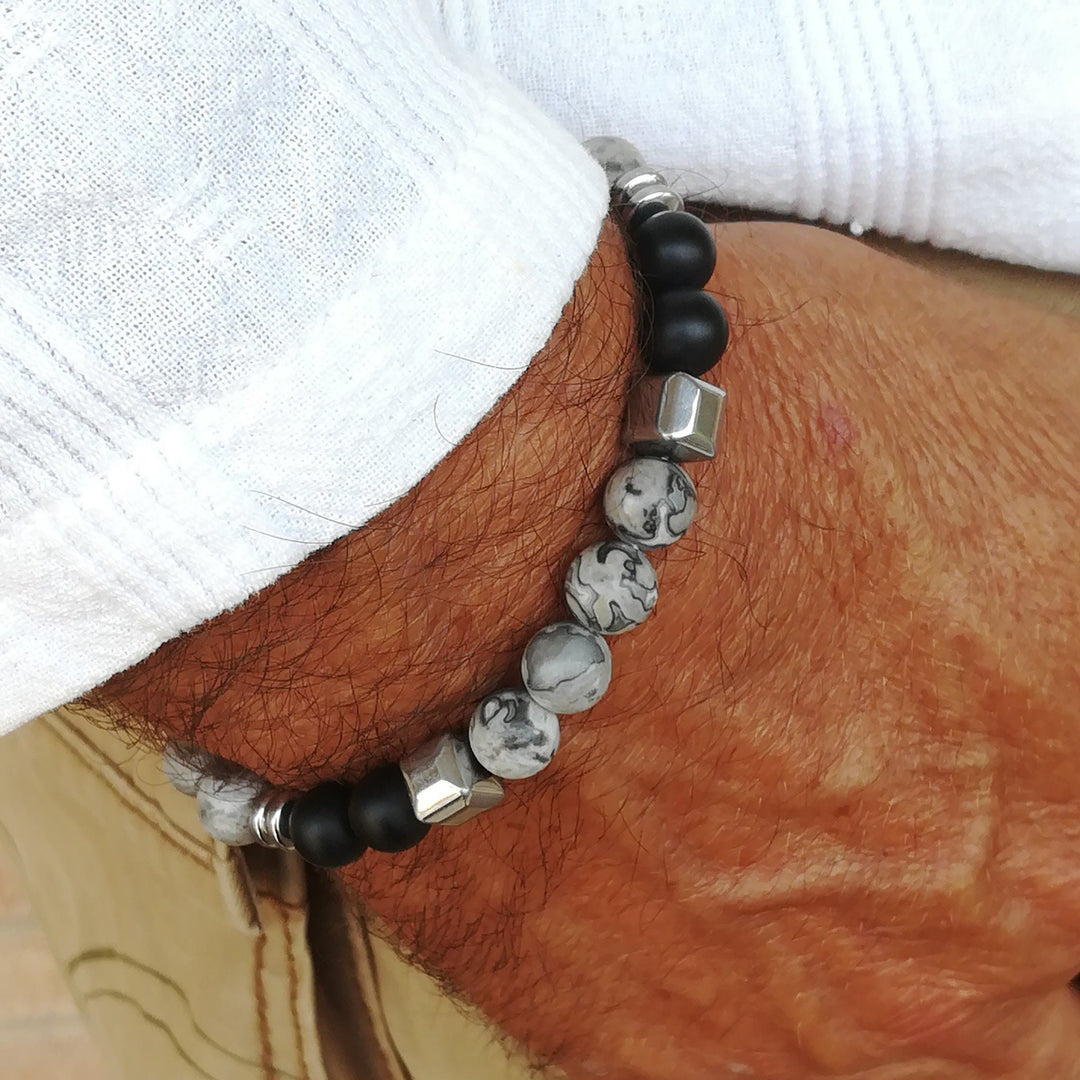 Bracelet à pierres précieuses empilables pour homme Olivenorma