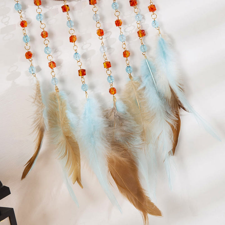 Perles acryliques bleu rouge Olivenorma en forme de demi-lune attrape-rêves