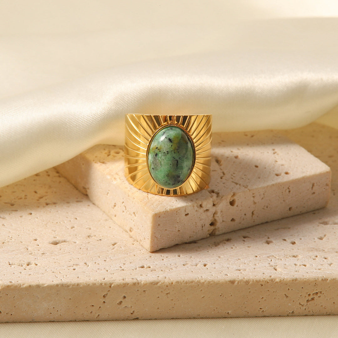 Bague large en turquoise africaine Olivenorma « African Turquoise Majesty »