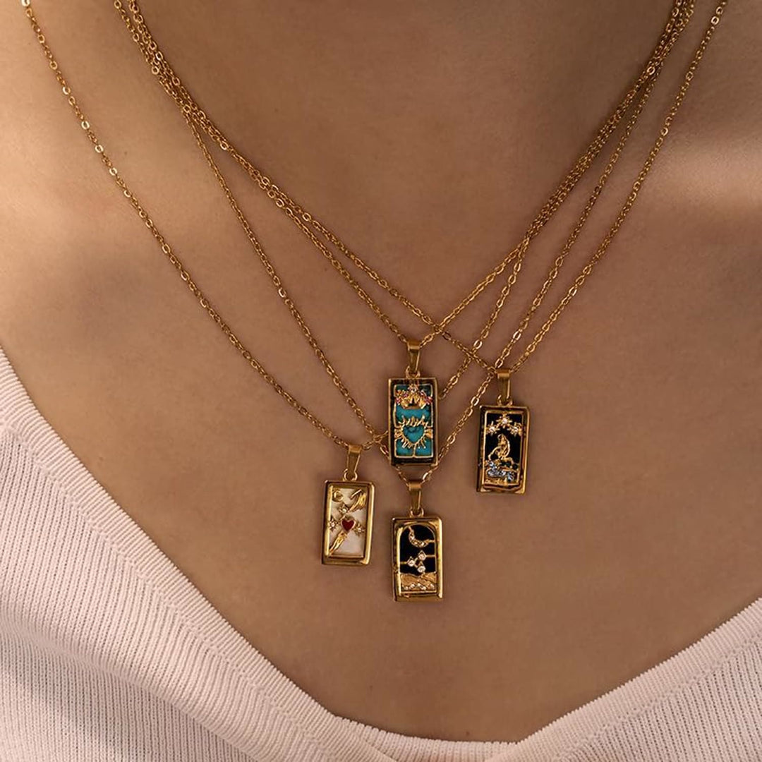 Collier de cartes de tarot Olivenorma « Sun Lovers Star Moon »