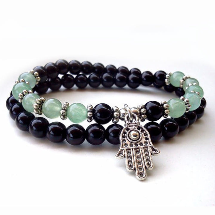 Bracelet Hamsa à double tour Olivenorma 6 mm pour homme et femme