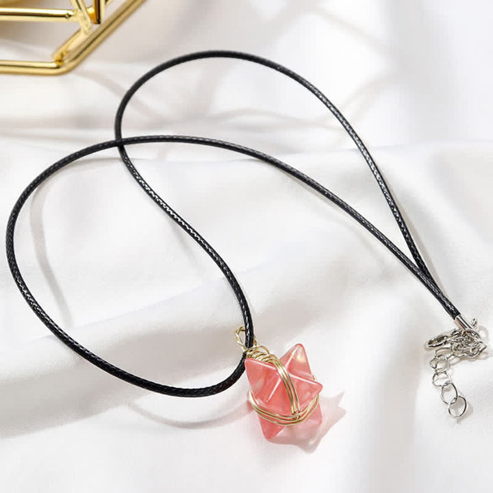VÉHICULE DE LUMIÈRE DIVINE - Collier Merkaba en cristal