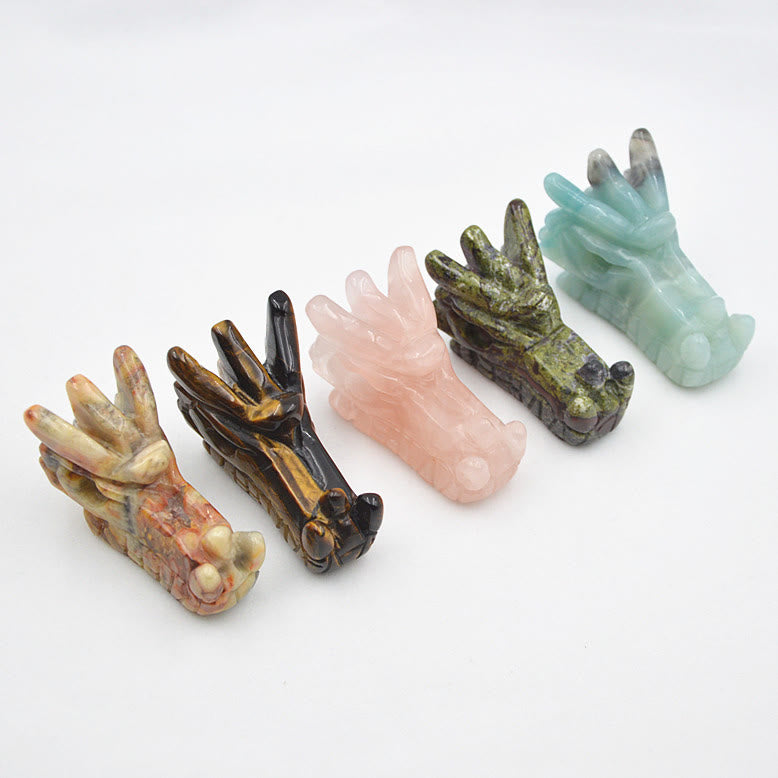 Décoration en pierres précieuses en forme de tête de dragon en cristal Olivenorma