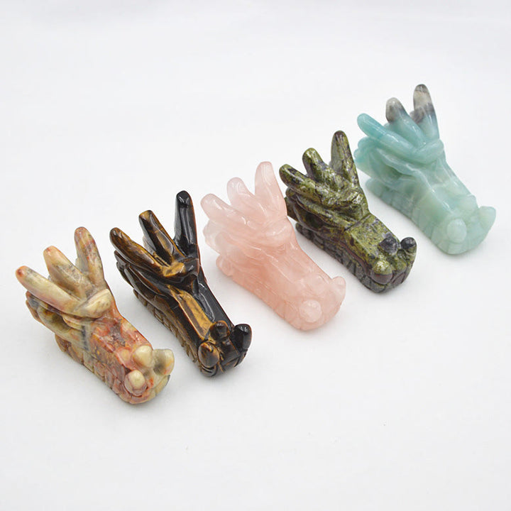 Décoration en pierres précieuses en forme de tête de dragon en cristal Olivenorma