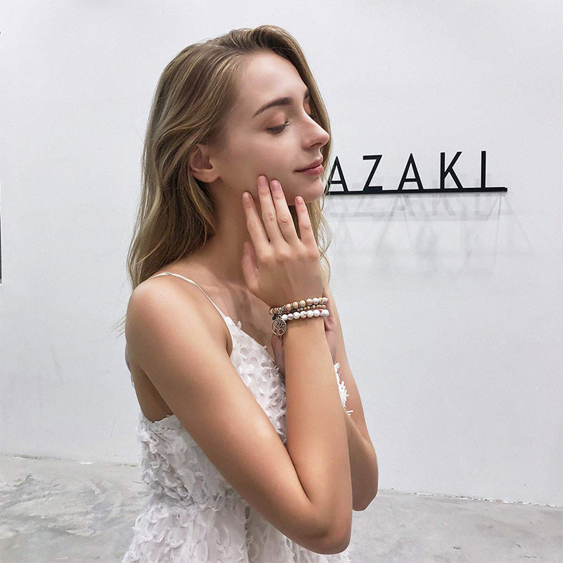 Bracelet en quartz rose Arbre de vie Olivenorma