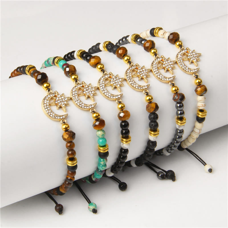 Bracelet lune et étoile en pierres précieuses Olivenorma « Moon And Starlight »