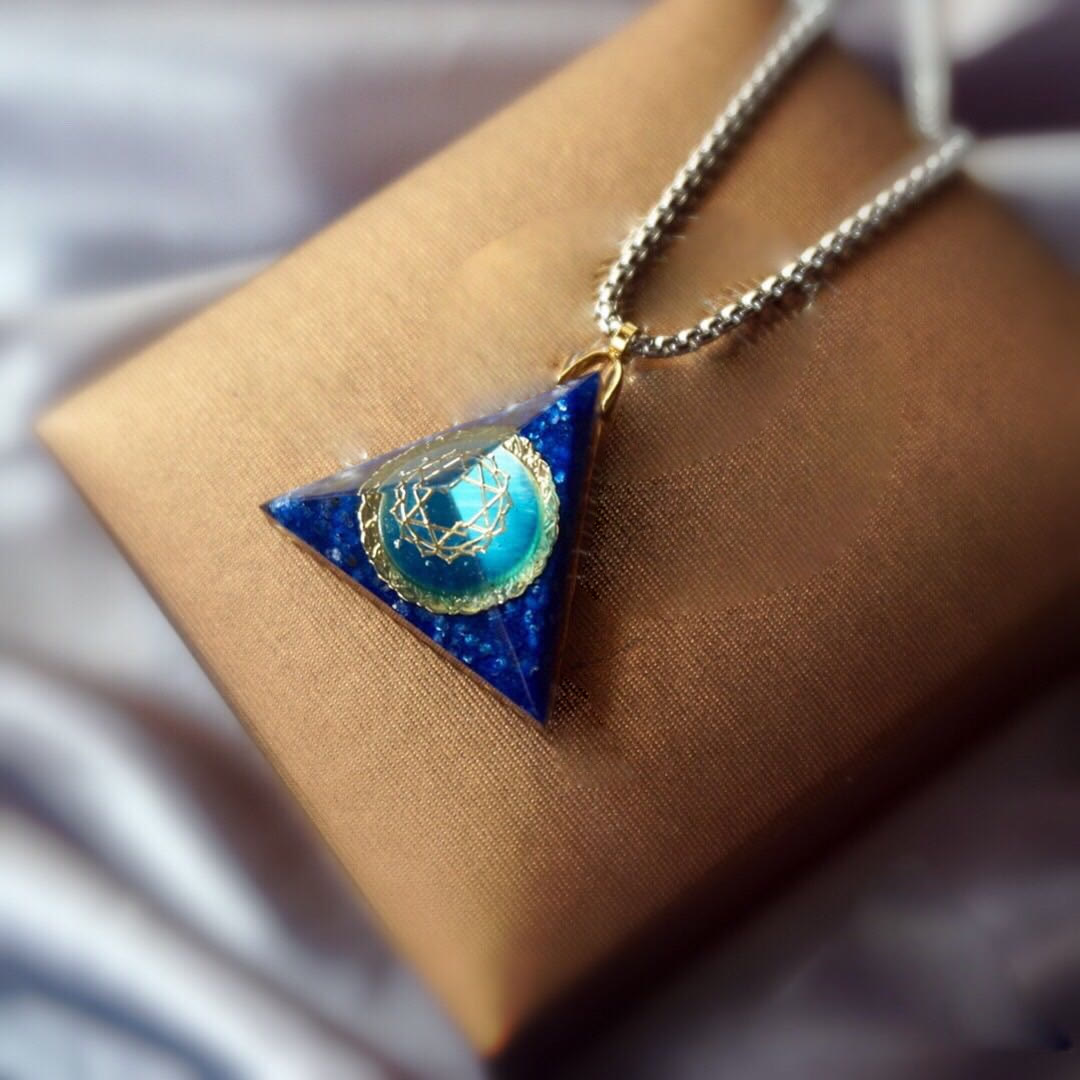 Collier Organe triangulaire en aigue-marine et lapis-lazuli Olivenorma