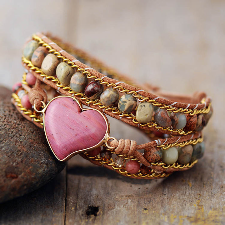 Bracelet enroulé en rhodonite Pure Love