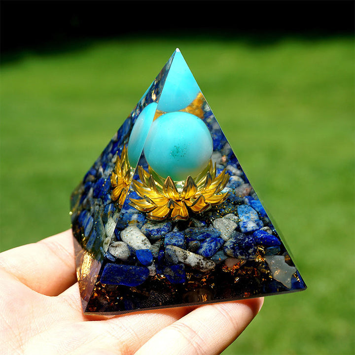 Olivenorma La Pyramide Orgonite Turquoise & Lapis Lazuli Expansion Spirituelle