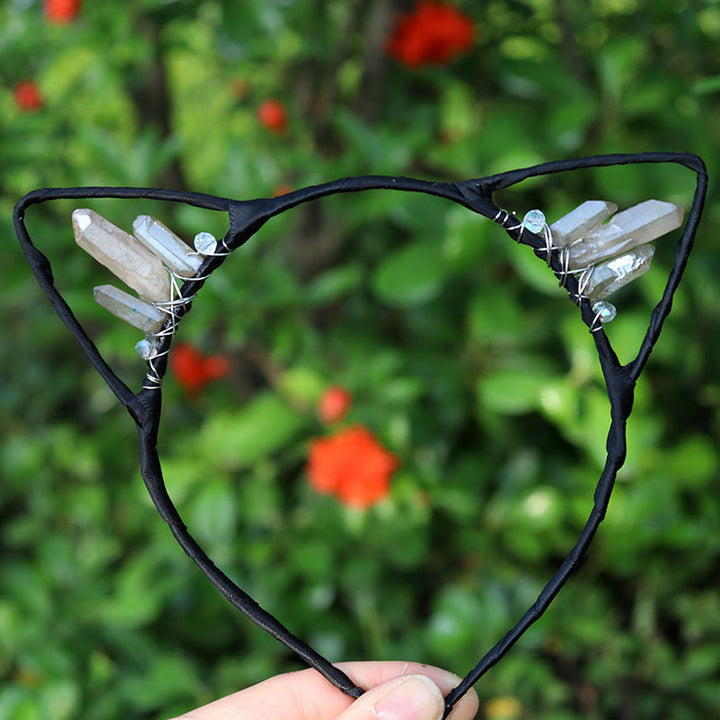 Serre-tête avec oreilles de chat en cristal électrolytique Olivenorma