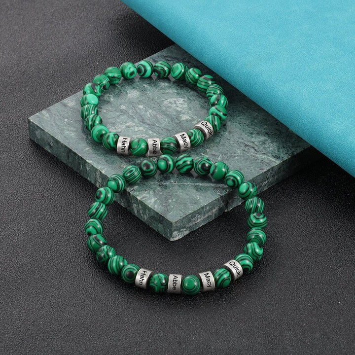 Bracelet homme en perles personnalisées gravées sur pierre naturelle Olivenorma
