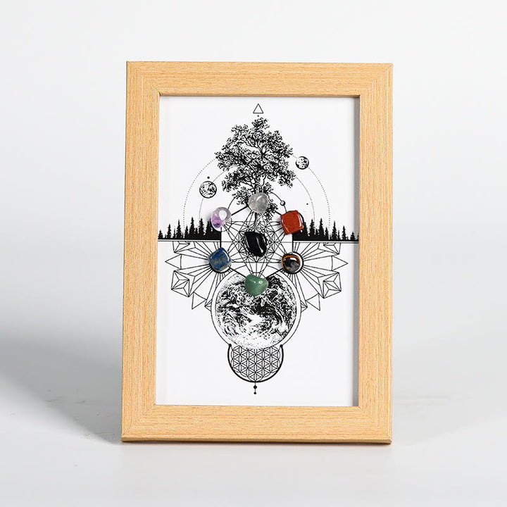 Cadre photo décoratif avec motif arbre de vie et chakra Olivenorma