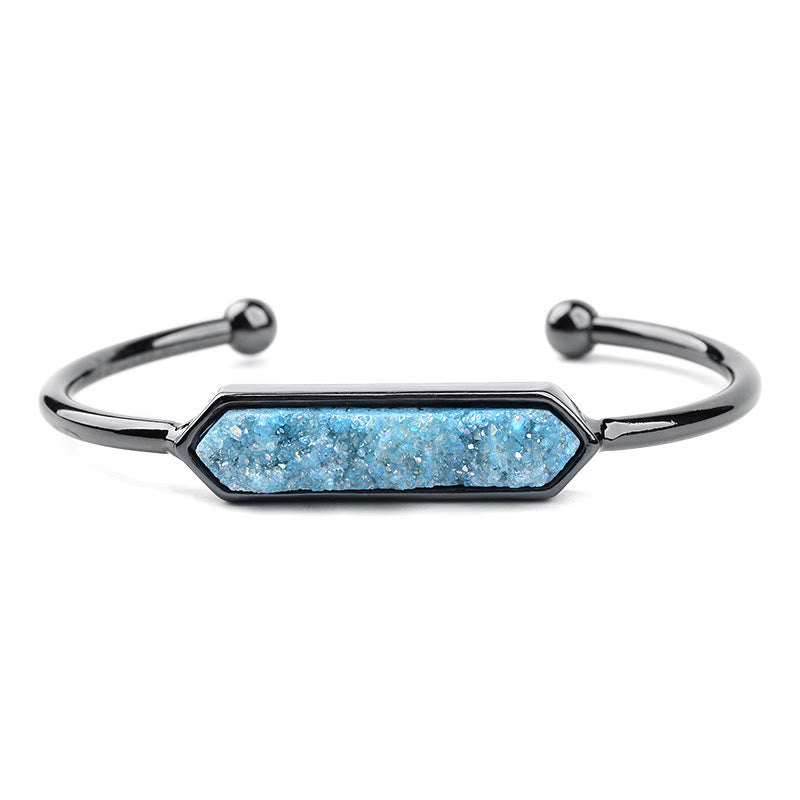Bracelet manchette en cuivre et métal avec grappe de cristaux naturels Olivenorma