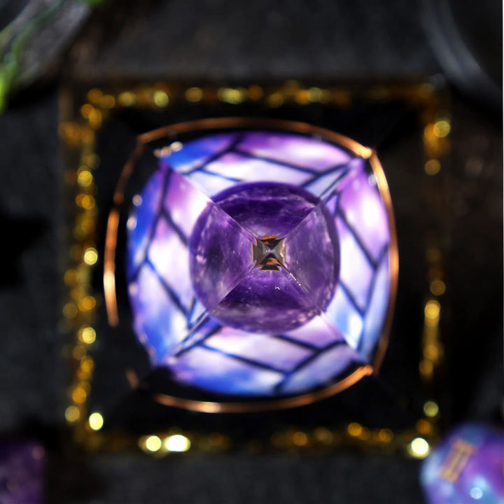 Boule d'améthyste Olivenorma Gravier d'obsidienne Pyramide d'orgone Zodiac Gemini