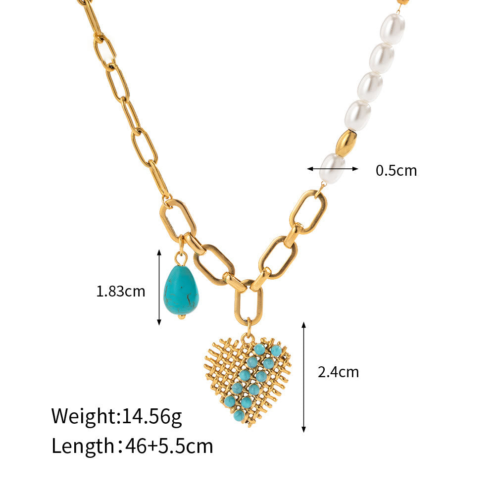 Collier avec bague en acier inoxydable couleur or 18 carats Olivenorma