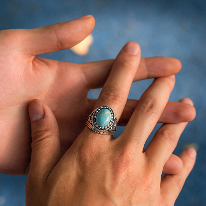 Bague rétro turquoise Olivenorma pour homme - image 1