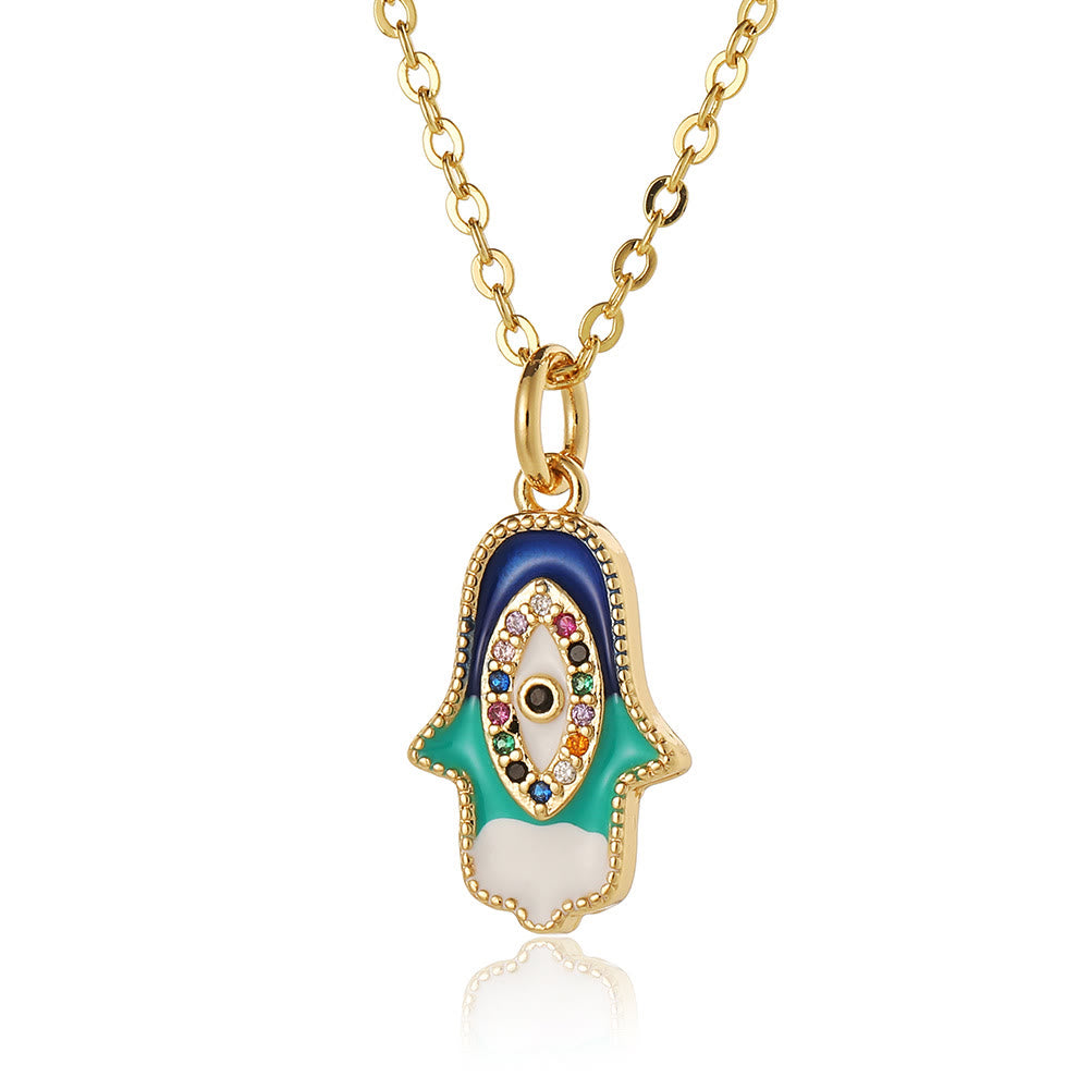 Collier en époxy en forme de cœur avec le mauvais œil Hamsa Olivenorma