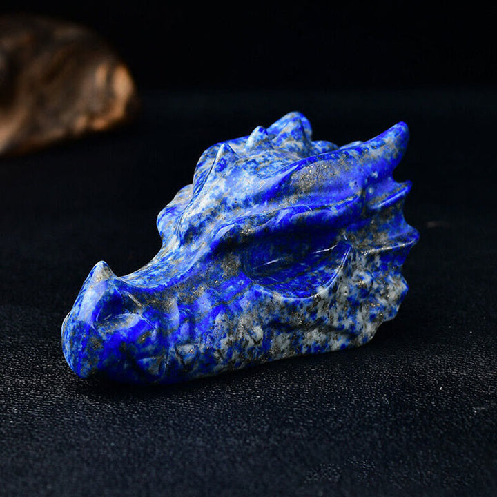 Décoration en pierre précieuse de crâne de dragon de 3,2 pouces Olivenorma