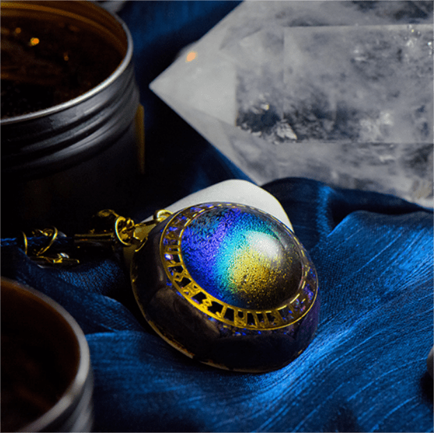 Collier Orgone avec pendentif étoile en tourmaline arc-en-ciel et bague chrono Olivenorma