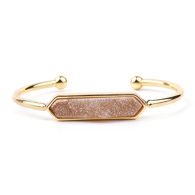 Bracelet manchette en cuivre et métal avec grappe de cristaux naturels Olivenorma