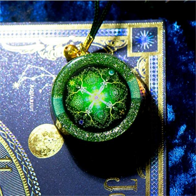 Collier Orgone Pendentif Reiki Quatre Éléments Étoile Lune Soleil Olivenorma