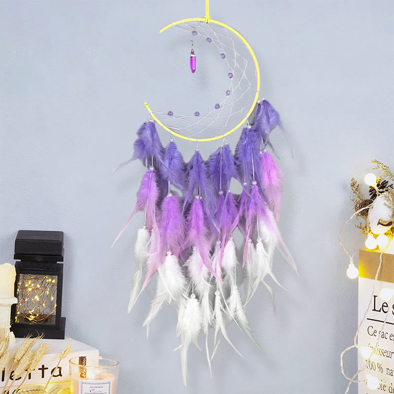 Attrape-rêves pendentif lune avec topaze bleue Olivenorma