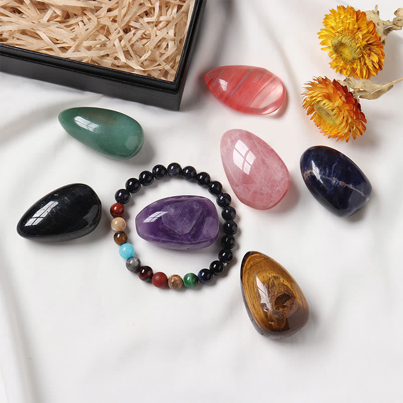 Ensemble de pierres brutes en forme de goutte en cristal naturel Olivenorma