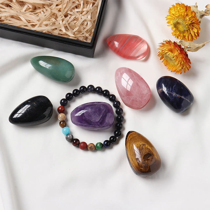 Ensemble de pierres brutes en forme de goutte en cristal naturel Olivenorma